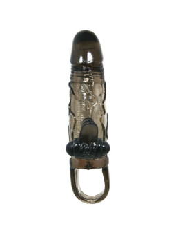 BAILE - CAPA PARA PÉNIS BRAVE MAN COM ESTIMULAÇÃO CLITÓRICA E ANAL DUPLA BALA PRETA 16.5 CM