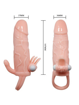 BAILE - CAPA PARA PÉNIS BRAVE MAN COM CARNE DE ESTIMULAÇÃO CLITÓRICA E ANAL 16.5 CM