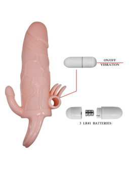 BAILE - CAPA PARA PÉNIS BRAVE MAN COM CARNE DE ESTIMULAÇÃO CLITÓRICA E ANAL 16.5 CM