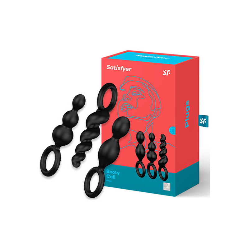 SATISFYER - CONJUNTO DE PLUGS ANAIS 3 PCS PRETO